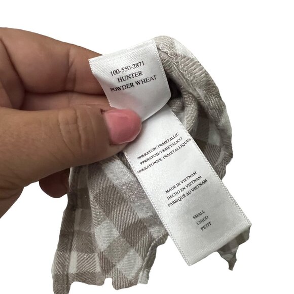 Rails Womens Taupe Gingham Metallic Hunter Flannel Long Sleeve Button Shirt Sz S - Picture 3 of 5